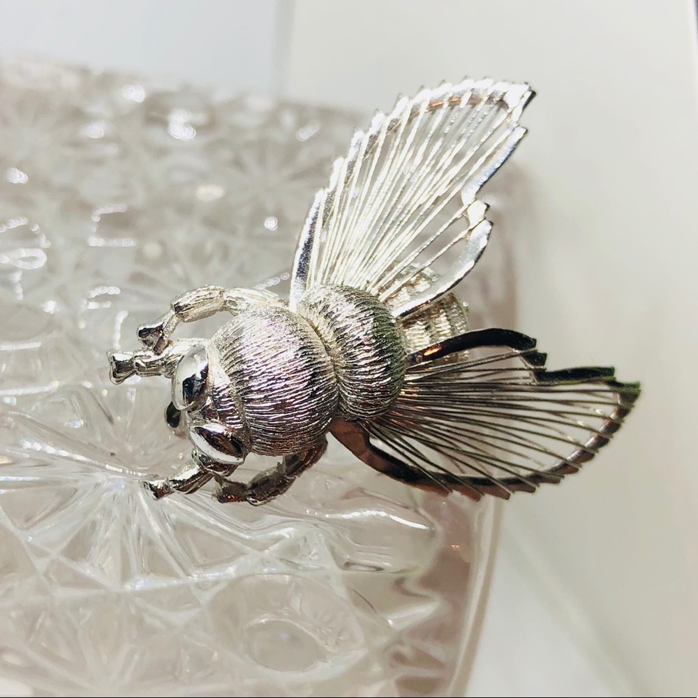 Vintage Monet Silver Bee Brooch or Pin